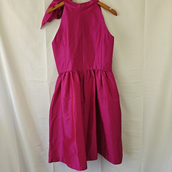 Alfred Sung Shirred Skirt Cocktail Mini Dress In Fushsia Pink Shimmer Size 8 - Picture 8 of 11